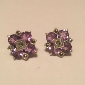 Vintage Sterling Silver (925) Amethyst Earrings